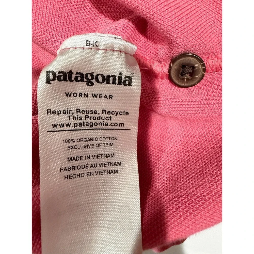 Patagonia Mens Organic Cotton Pique Polo Shirt Coral Pink Large Short Sleeve